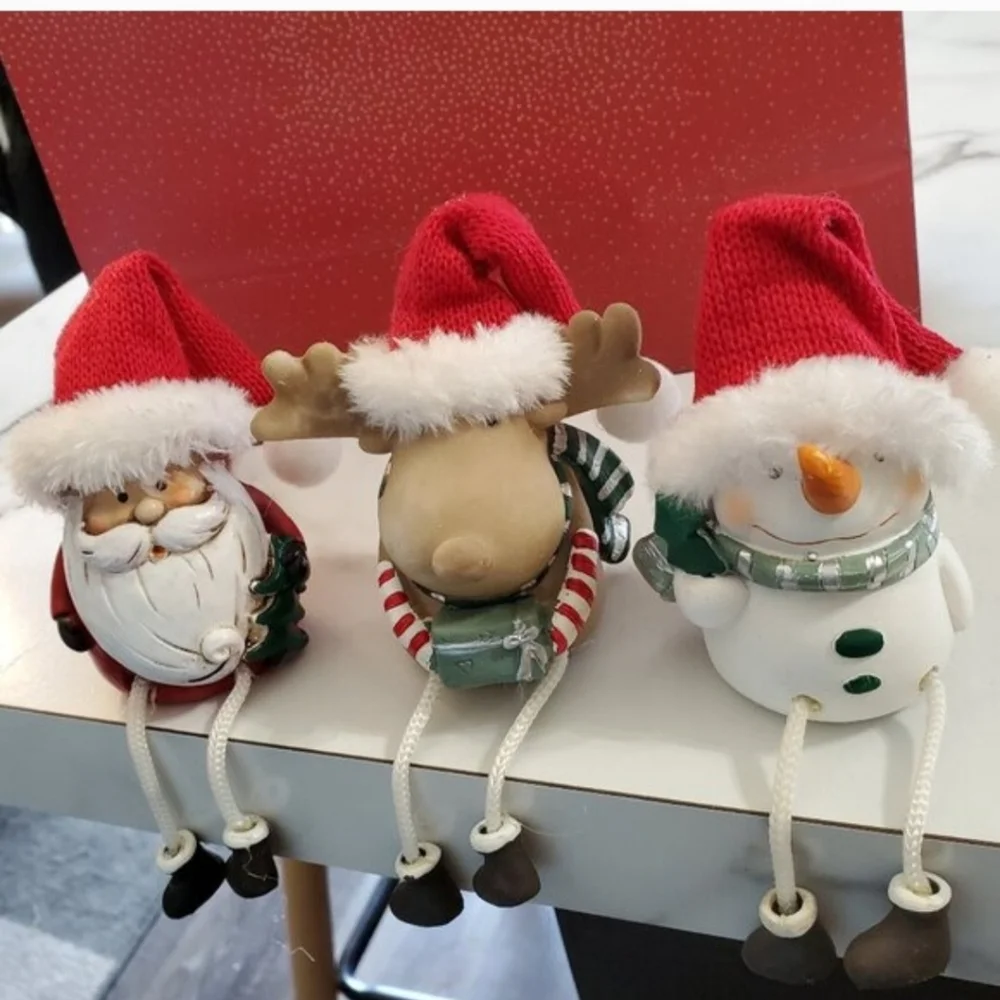 Santa, Snowman & Reindeer Shelf Sitters 3 Piece Figurine Set
